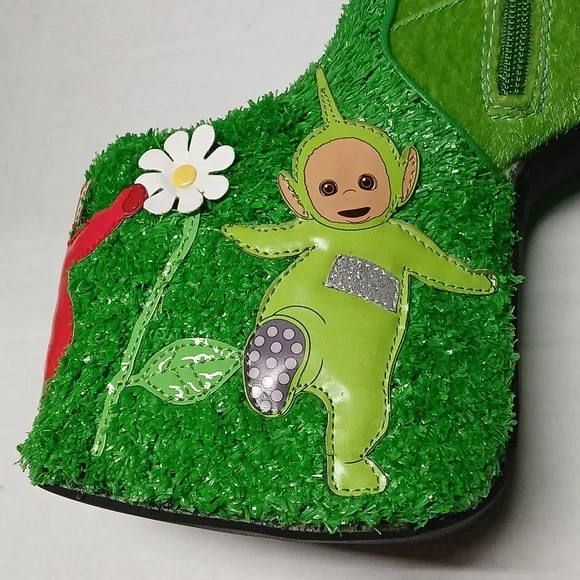 Dolls Kill x Teletubbies Platform Boots Multicolor Fur & Turf Kawaii RARE Size 6 - Picture 4 of 16